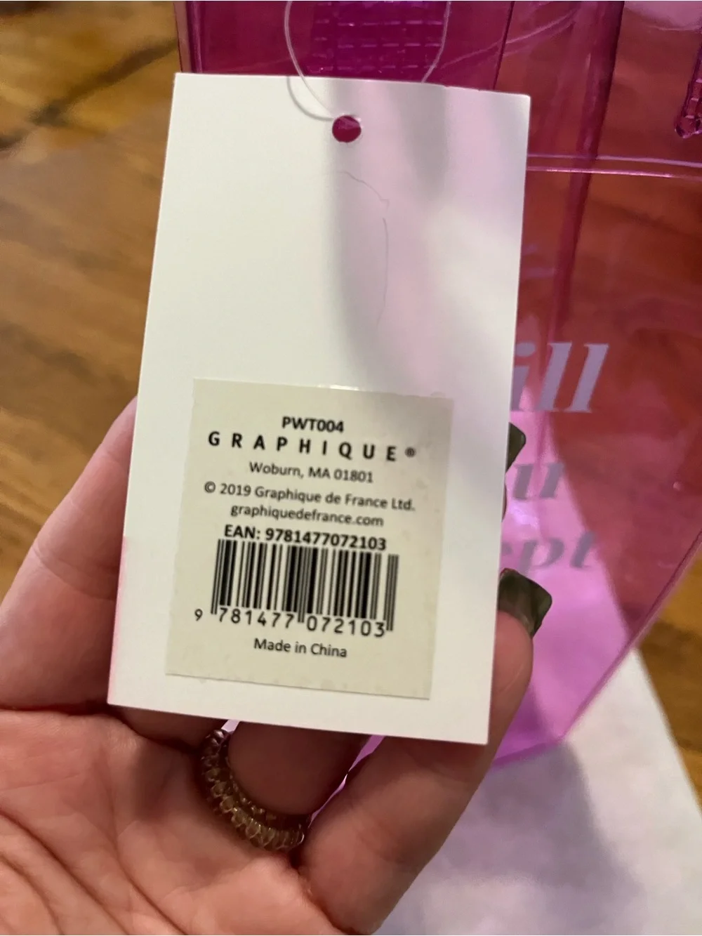 GRAPHIQUE- Will you accept this rosé? Pink transparent Wine Tote Bag.